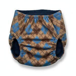 Barkerwear Argyle Dog Diaper Wrap Medium Blue & Brown Cotton Blend